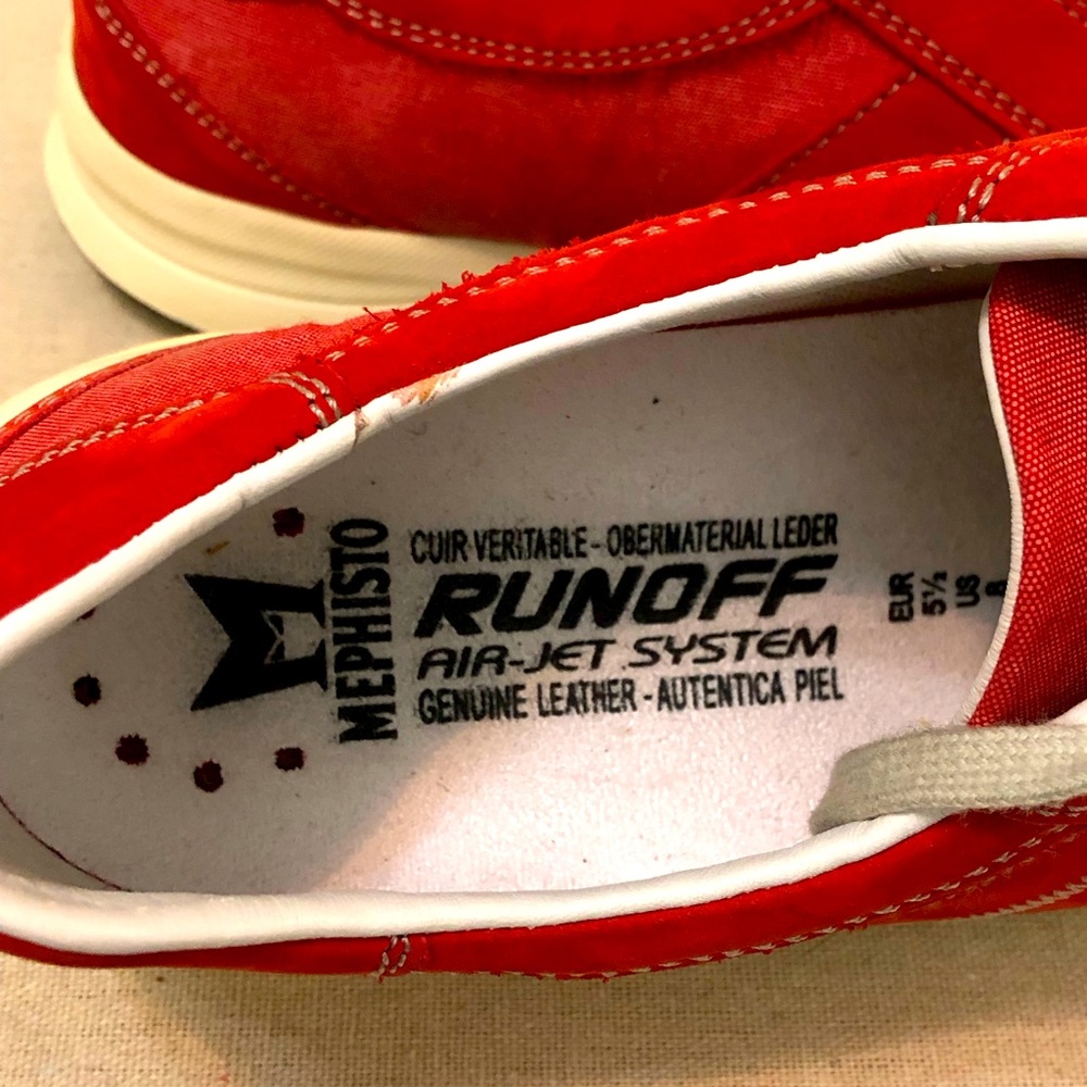 Mephisto Allrounder Sneakers, Red Nubuck and Cotton Canvas. Woman’s Size 8 - Picture 11 of 12